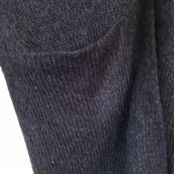 H&M Navy Soft Knit Long Open Cardigan Pockets XS - Picture 2 of 6